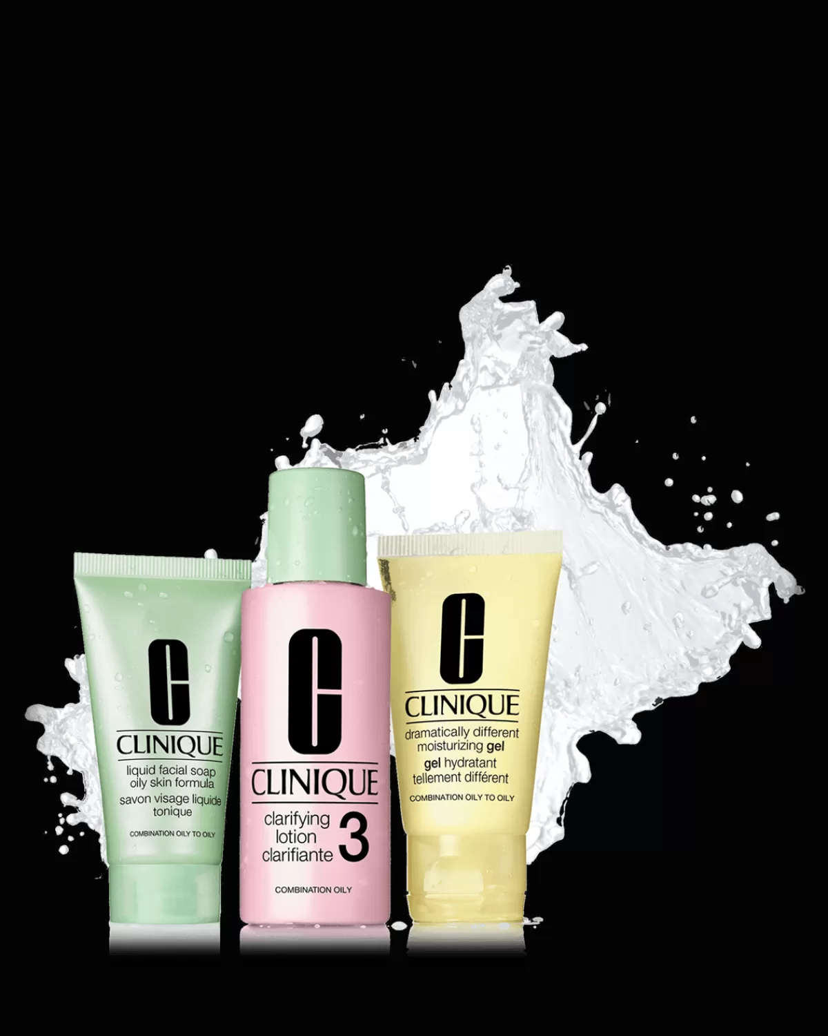Nettoyant | Clinique Kit Basic 3 Temps - 2 Semaines D'Utilisation, Peaux Mixtes A Grasses